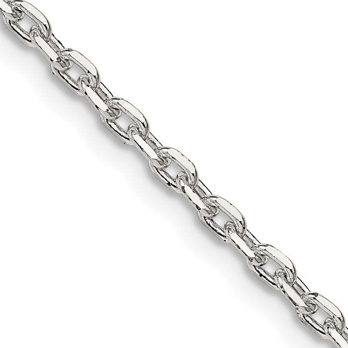 925 Sterling Silver 2.75mm Oval Cable Rolo Link Chain Belcher Necklace