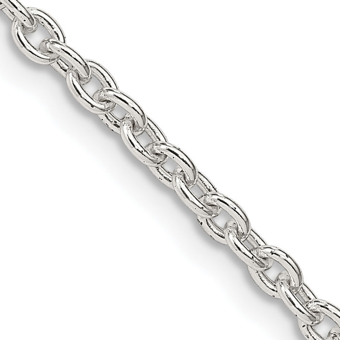 925 Sterling Silver 2.75mm Cable Rolo Link Chain Belcher Necklace