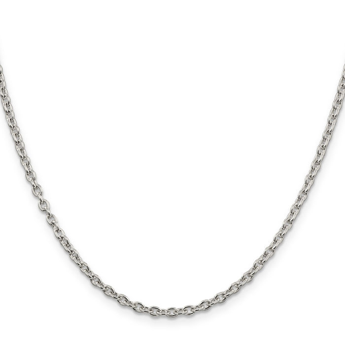 925 Sterling Silver 2.75mm Cable Rolo Link Chain Belcher Necklace