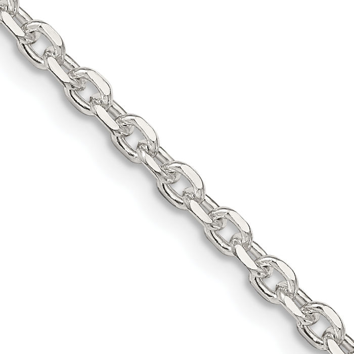 925 Sterling Silver 2.75mm Forzantina Cable Rolo Link Chain Belcher Necklace