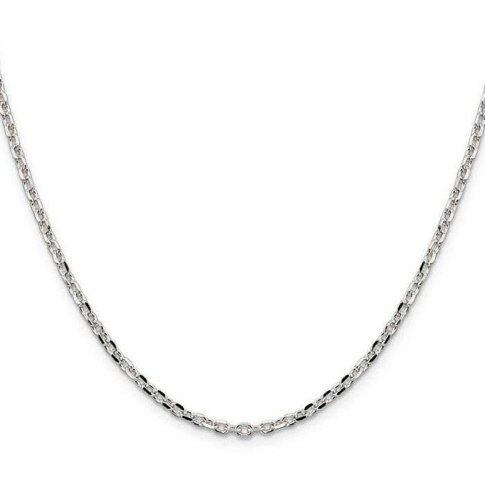 925 Sterling Silver 2.75mm Forzantina Cable Rolo Link Chain Belcher Necklace