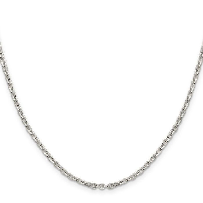 925 Sterling Silver 2.75mm Cable Rolo Link Chain Belcher Necklace