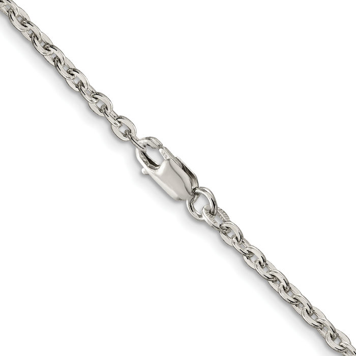 925 Sterling Silver 2.75mm Cable Rolo Link Chain Belcher Necklace