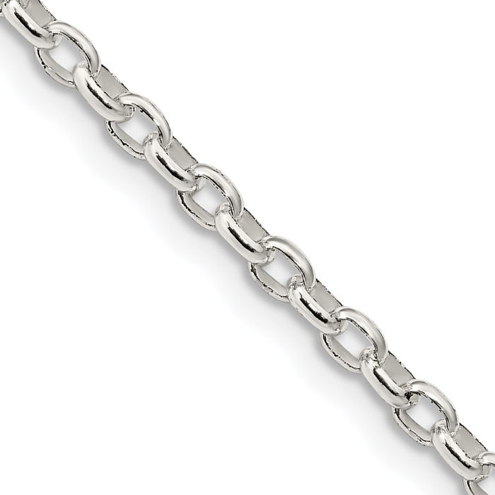 925 Sterling Silver 2.75mm Oval Cable Rolo Link Chain Belcher Necklace