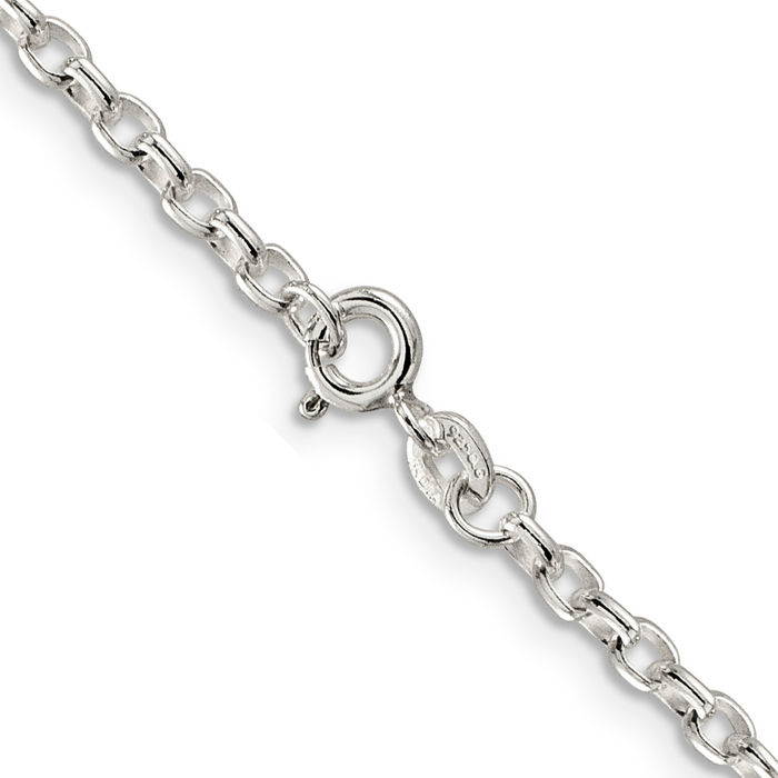 925 Sterling Silver 2.75mm Oval Cable Rolo Link Chain Belcher Necklace