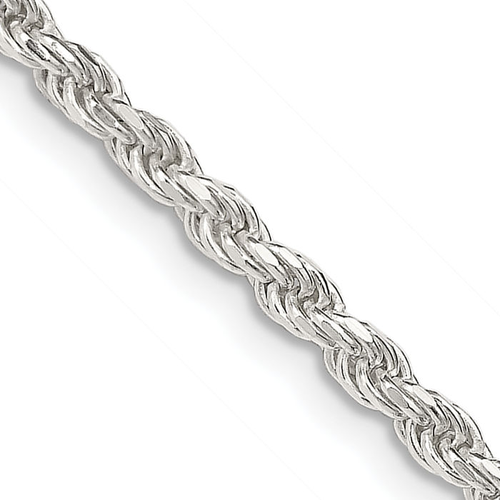 925 Sterling Silver 2.75mm Rope Chain Twisted Link Necklace