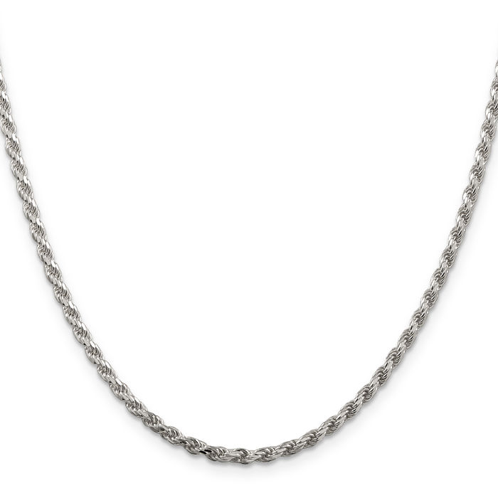 925 Sterling Silver 2.75mm Rope Chain Twisted Link Necklace