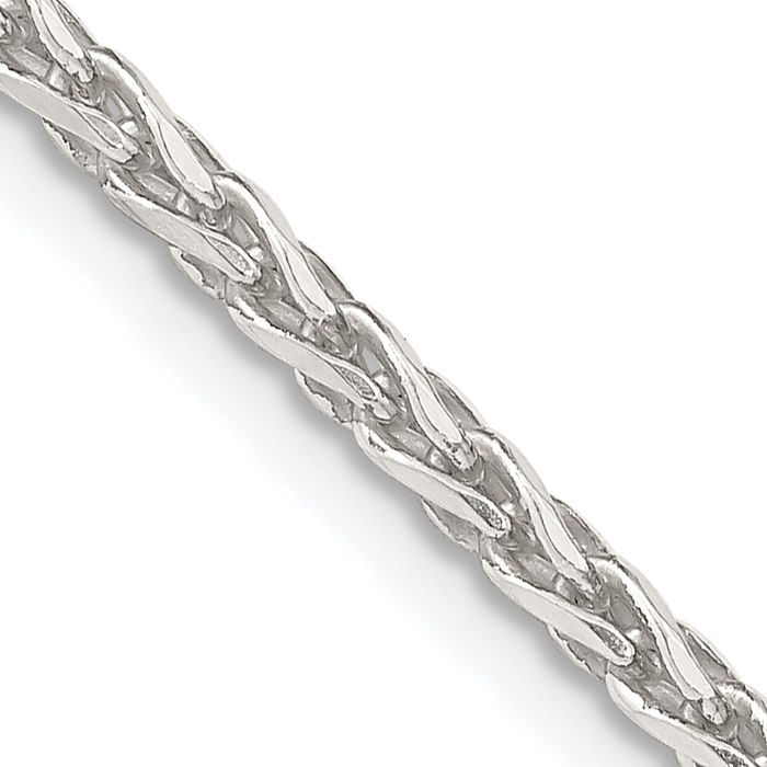 925 Sterling Silver 2.85mm Round Spiga Wheat Link Chain Necklace