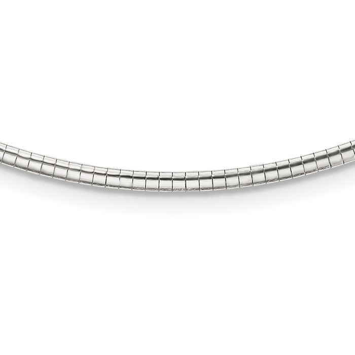 925 Sterling Silver 2mm Cubetto Omega Snake Chain Herringbone Necklace