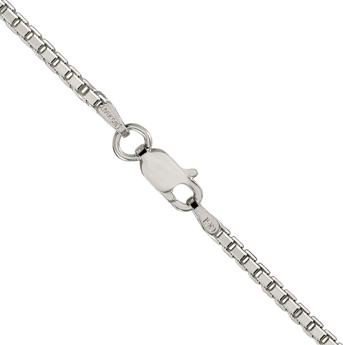 925 Sterling Silver 2mm 8 Sided Box Link Chain Necklace