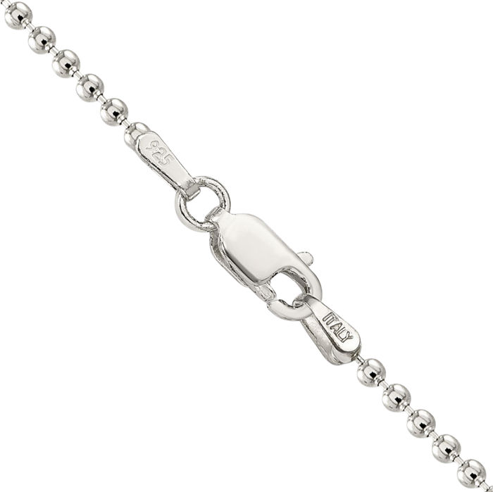 925 Sterling Silver 2mm Beaded Ball Chain Necklace