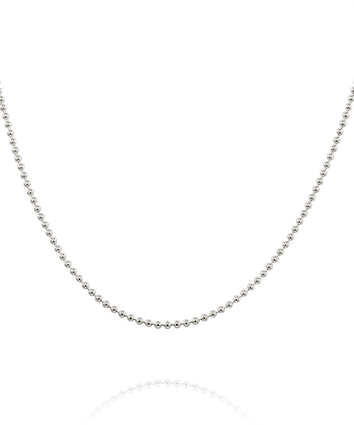 925 Sterling Silver 2mm Beaded Ball Chain Necklace