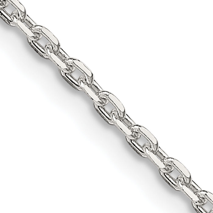 925 Sterling Silver 2mm Oval Cable Rolo Link Chain Belcher Necklace