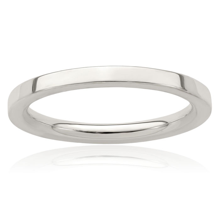 925 Sterling Silver 2mm Comfort Fit Plain Classic Wedding Band Ring