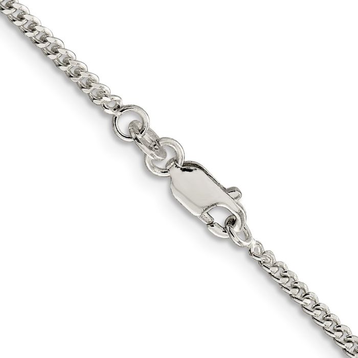 925 Sterling Silver 2mm Curb Link Chain Necklace