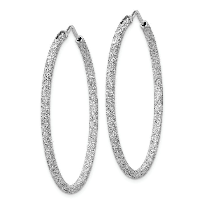 925 Sterling Silver 2mm Endless Round Large Hoop Earrings