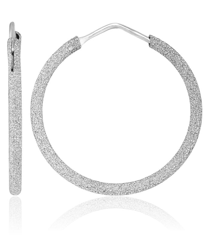 925 Sterling Silver 2mm Endless Round Medium Hoop Earrings