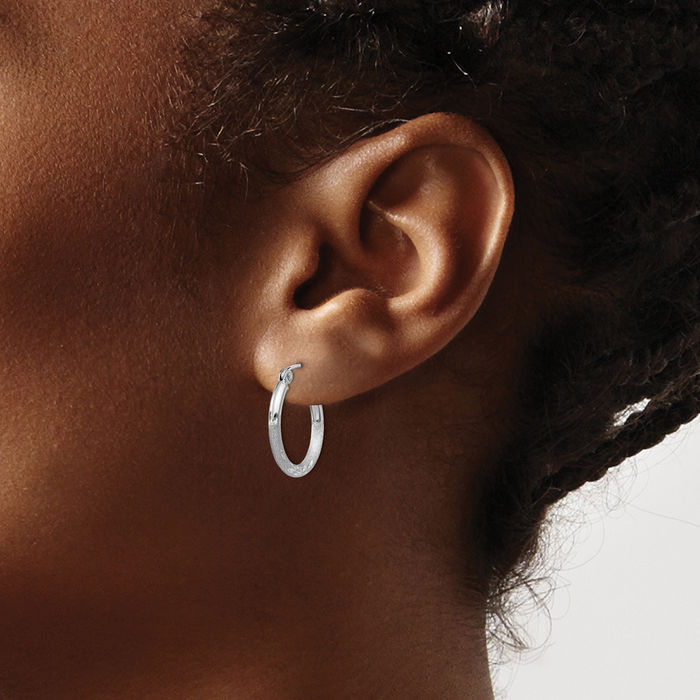 925 Sterling Silver 2mm Round Small Hoop Earrings