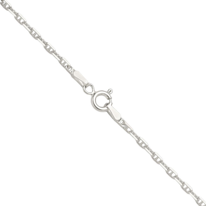 925 Sterling Silver 2mm Anchor Mariner Link Chain Necklace