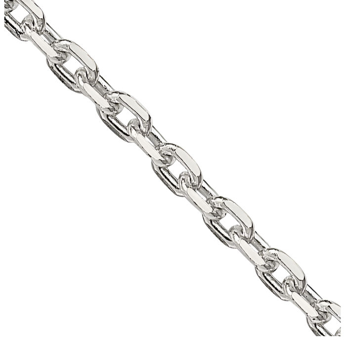 925 Sterling Silver 2mm Oval Cable Rolo Link Chain Belcher Necklace