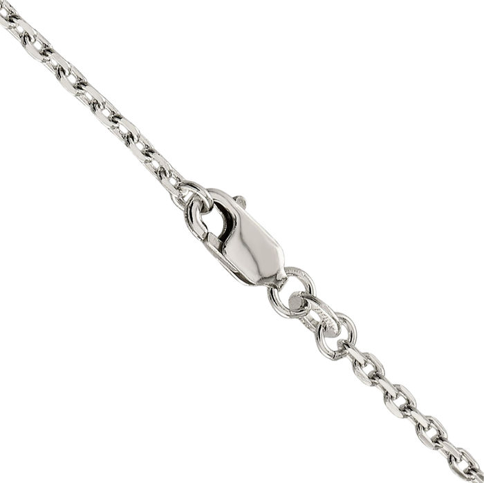 925 Sterling Silver 2mm Oval Cable Rolo Link Chain Belcher Necklace