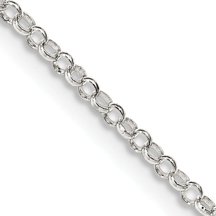 925 Sterling Silver 2mm Cable Rolo Link Chain Belcher Necklace