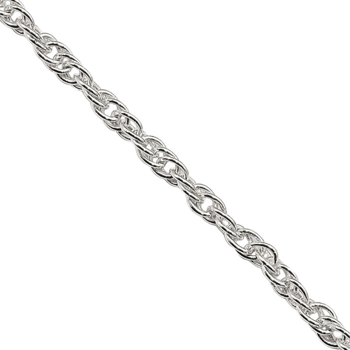 925 Sterling Silver 2mm Rope Chain Twisted Link Necklace