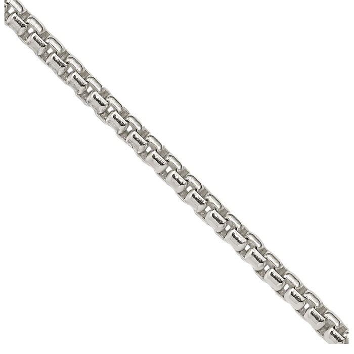 925 Sterling Silver 2mm Round Box Link Chain Necklace