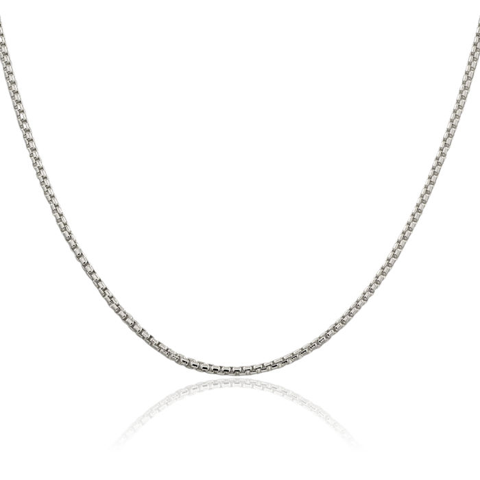 925 Sterling Silver 2mm Round Box Link Chain Necklace