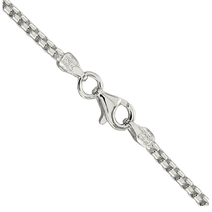 925 Sterling Silver 2mm Round Box Link Chain Necklace