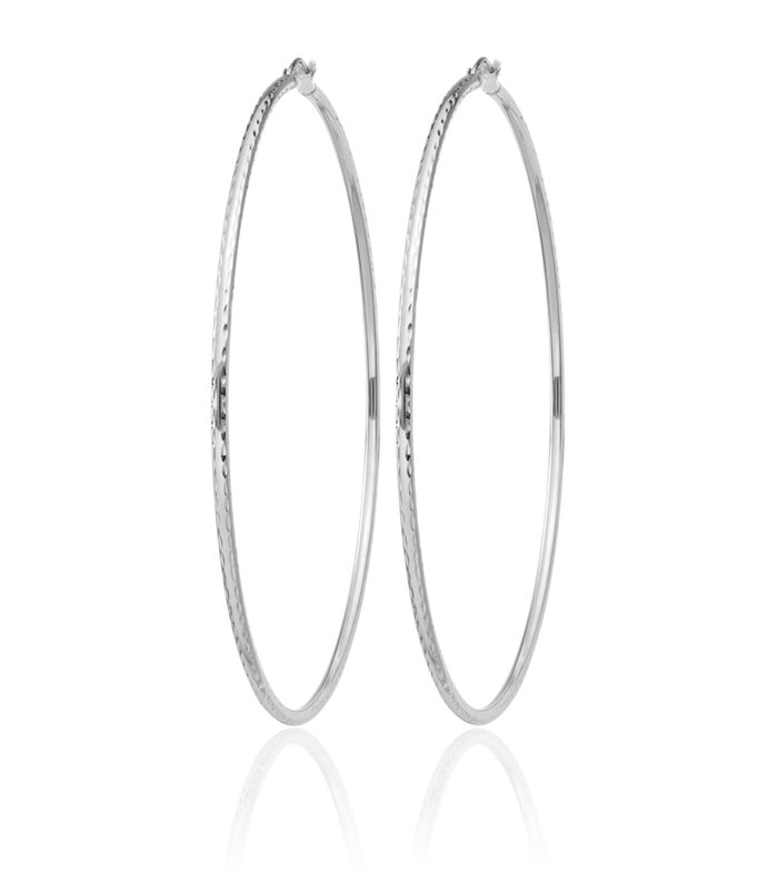 925 Sterling Silver 2mm Round Extra Large Hoop Earrings