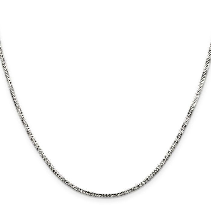 925 Sterling Silver 2mm Round Franco Link Chain Necklace