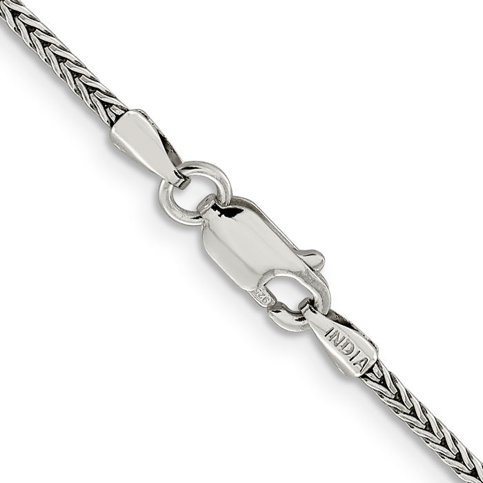 925 Sterling Silver 2mm Round Franco Link Chain Necklace