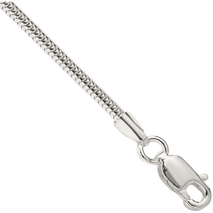 925 Sterling Silver 2mm Round Cubetto Omega Snake Chain Bracelet