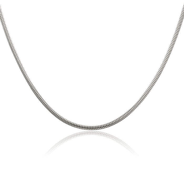 925 Sterling Silver 2mm Round Cubetto Omega Snake Chain Herringbone Necklace