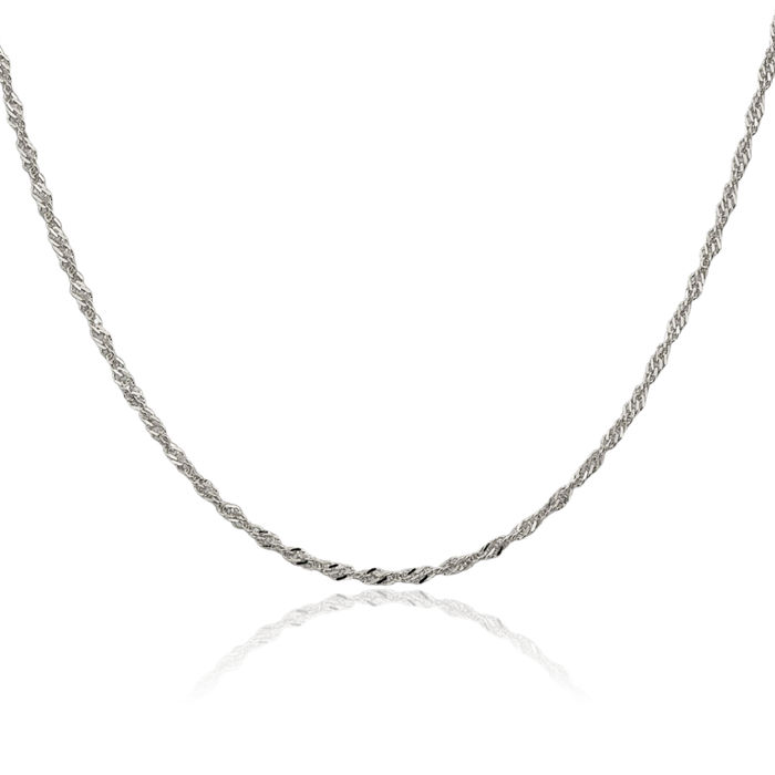 925 Sterling Silver 2mm Singapore Chain Necklace