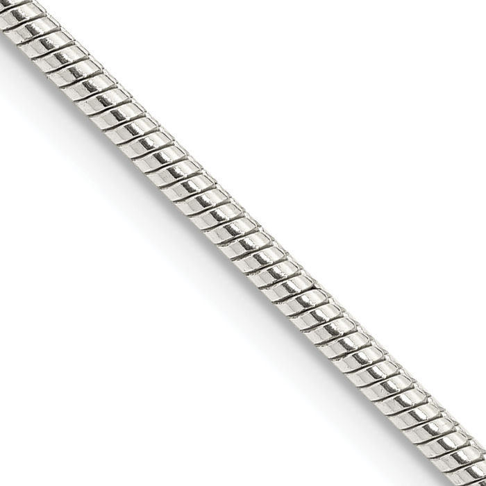 925 Sterling Silver 2mm Cubetto Omega Snake Chain Herringbone Necklace