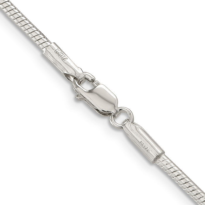 925 Sterling Silver 2mm Cubetto Omega Snake Chain Herringbone Necklace