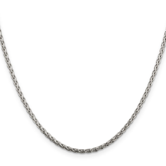 925 Sterling Silver 2mm Spiga Wheat Link Chain Necklace