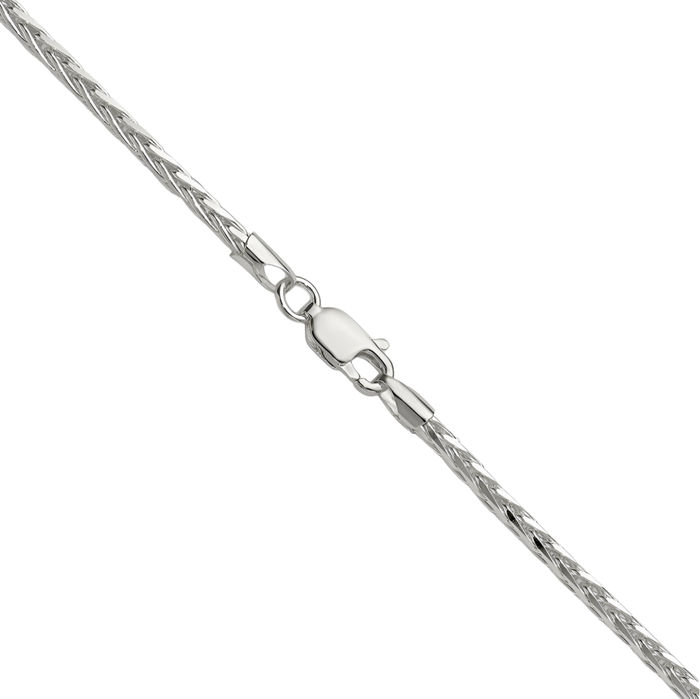 925 Sterling Silver 2mm Spiga Wheat Link Chain Necklace