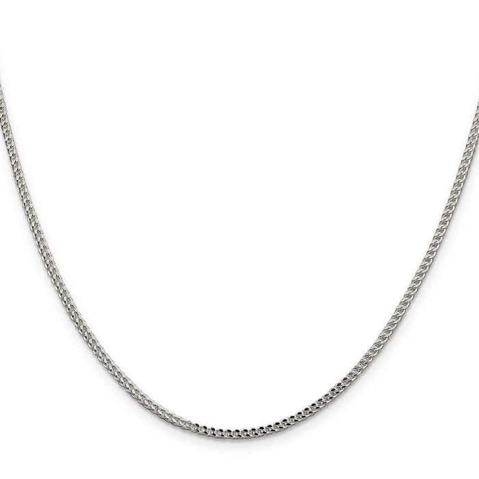 925 Sterling Silver 2mm Square Franco Link Chain Necklace