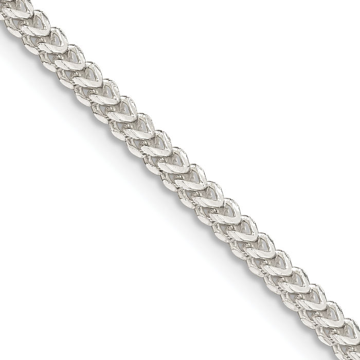 925 Sterling Silver 2mm Square Franco Link Chain Necklace