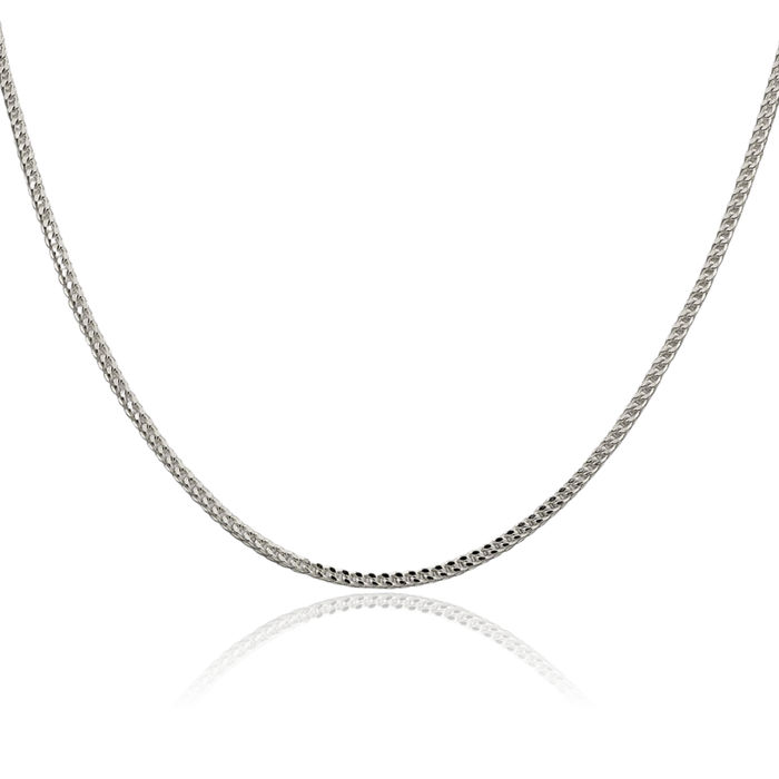 925 Sterling Silver 2mm Square Franco Link Chain Necklace