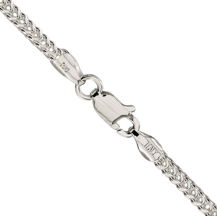 925 Sterling Silver 2mm Square Franco Link Chain Necklace
