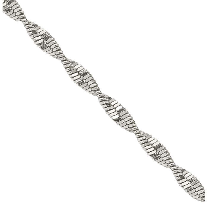 925 Sterling Silver 2mm Twisted Herringbone Chain Necklace