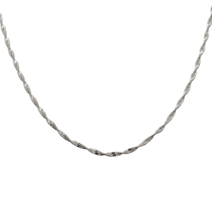 925 Sterling Silver 2mm Twisted Herringbone Chain Necklace