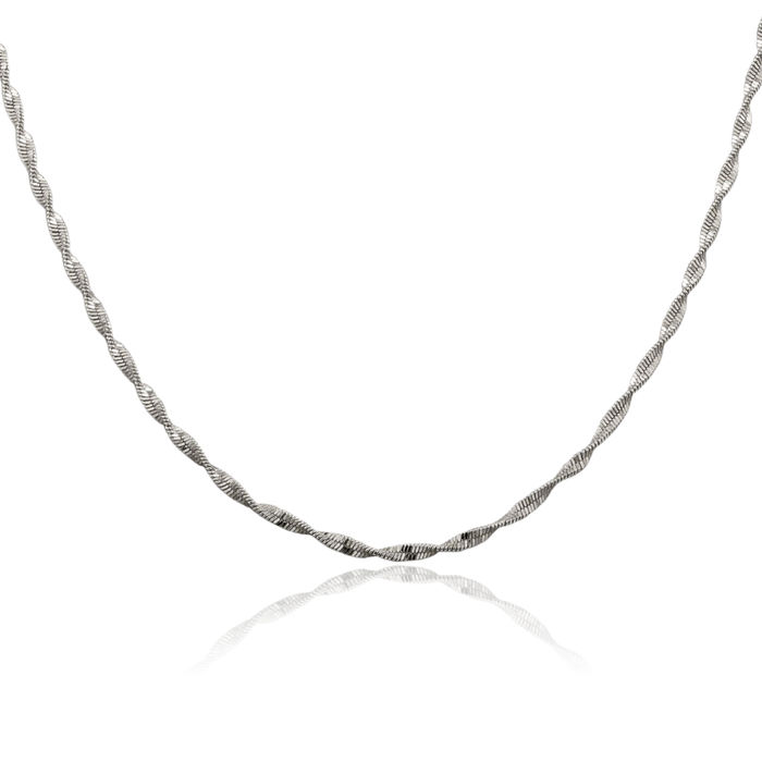 925 Sterling Silver 2mm Twisted Herringbone Chain Necklace