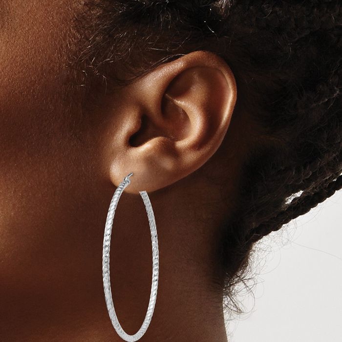 925 Sterling Silver Round Medium Hoop Earrings