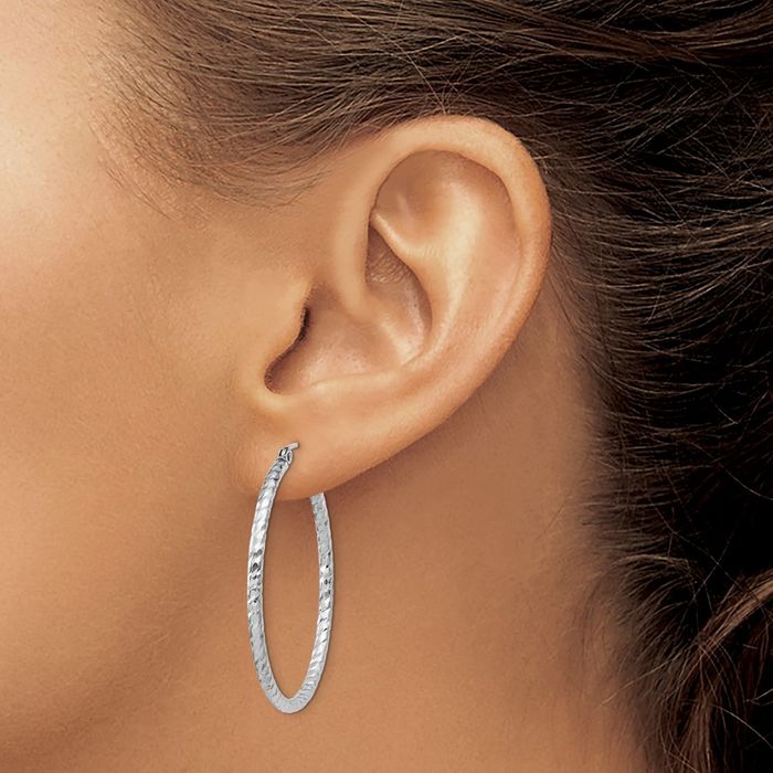 925 Sterling Silver Round Large Hoop Earrings