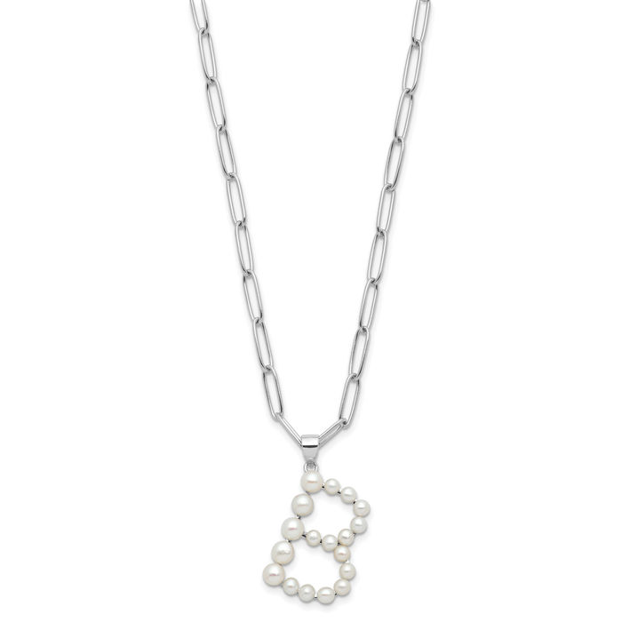 Sterling Silver White Button Freshwater Cultured Pearl Starfish Necklace